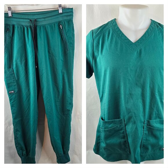 Grey’s Anatomy Scrub Set Medium Teal Nursing Medical Veterinarian Jogger Pants - Picture 1 of 16